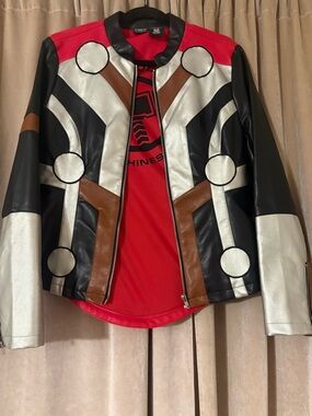 Her Universe Marvel Red and Black Faux Leather Jacket Lining